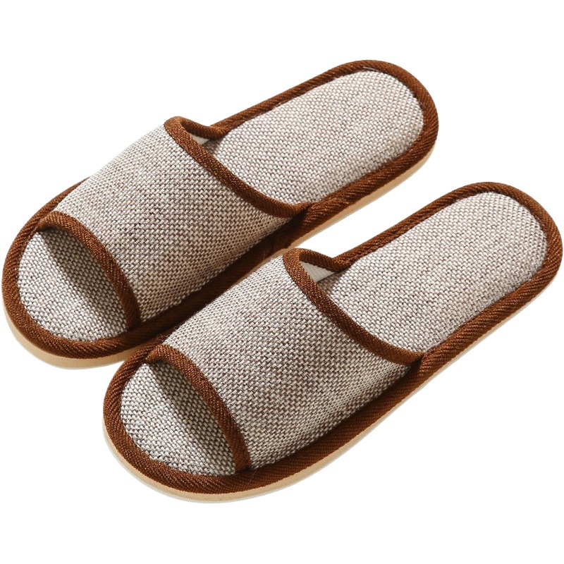 Cross-Border Spring & Fall All Year Round Linen Slippers for Women Indoor Soft Sole Lightweight Eva Hotel Guests Home Fabric Slippers for Men