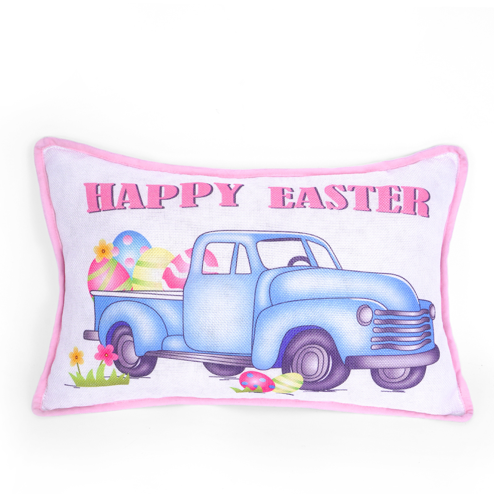 Pascua transfronteriza encantadora impresión de camión almohada de vacaciones cojín decorativo cojín creativo