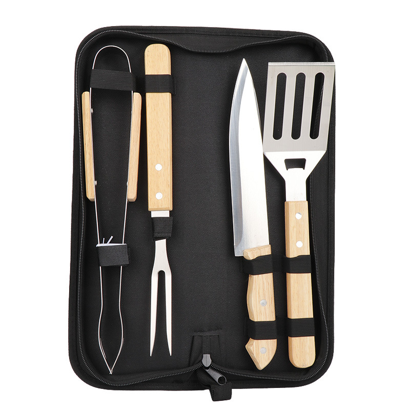 Juego de Utensilios para Barbacoa Set de 4 Piezas de Acero Inoxidable y Madera para Barbacoa image 6