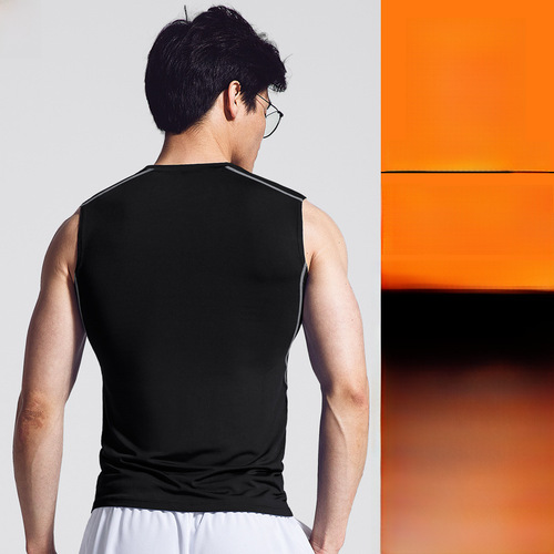 Men's blank shoulder tight-fitting fitness yoga vest for gym, cross-country running training base layer top sportswear