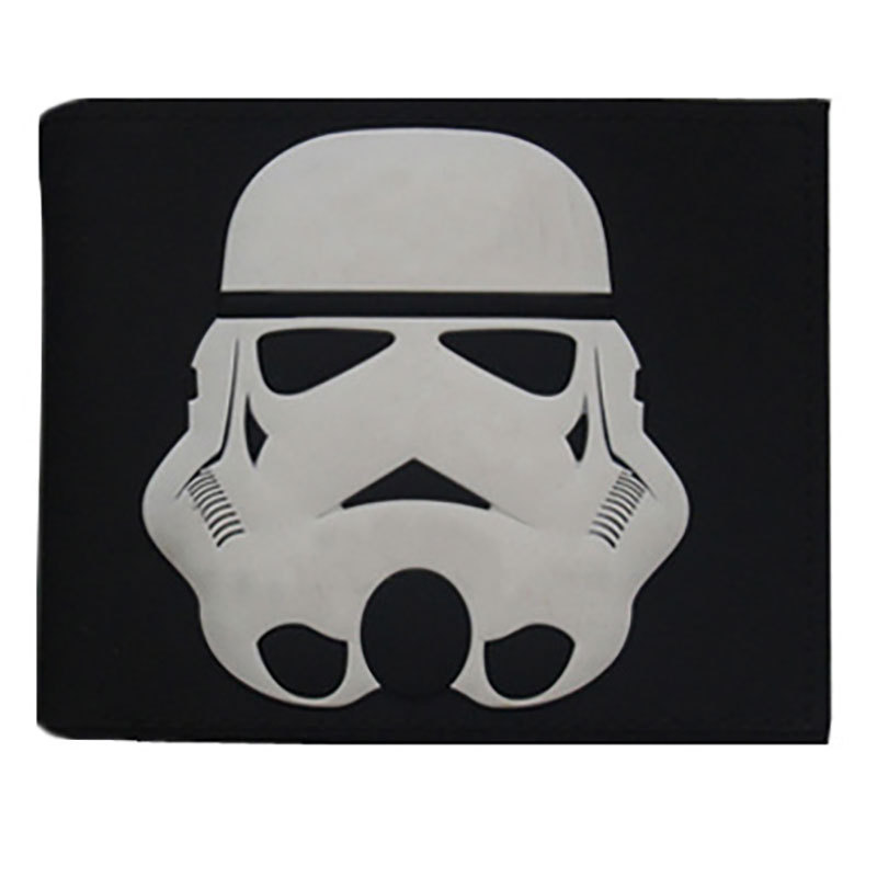 Cartera de animación alrededor de Star Wars, samurai negro, estudiantes blancos, monedero de cambio PU corto, monedero
