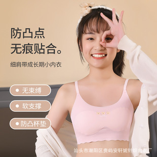 Small Vest Female Student Development Period 12-16 Years Old Girls Intimates Big Children Junior High School Girls Ice Silk Suspender Bra Summer