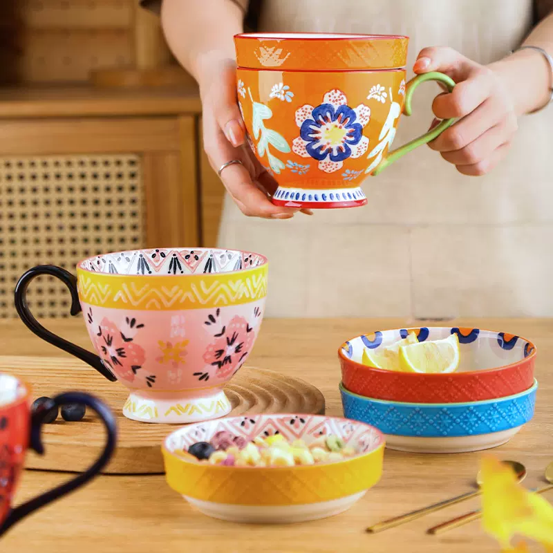 松发瓷器釉下彩马克杯办公室大容量早餐杯创意喝水杯牛奶杯情侣杯