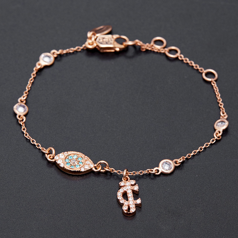 s925 Silver Diamond Devil's Eye Bracelet Cyber Celebrity Elegant Fashion Eyes Letter Pendant juicy Jewelry Gift