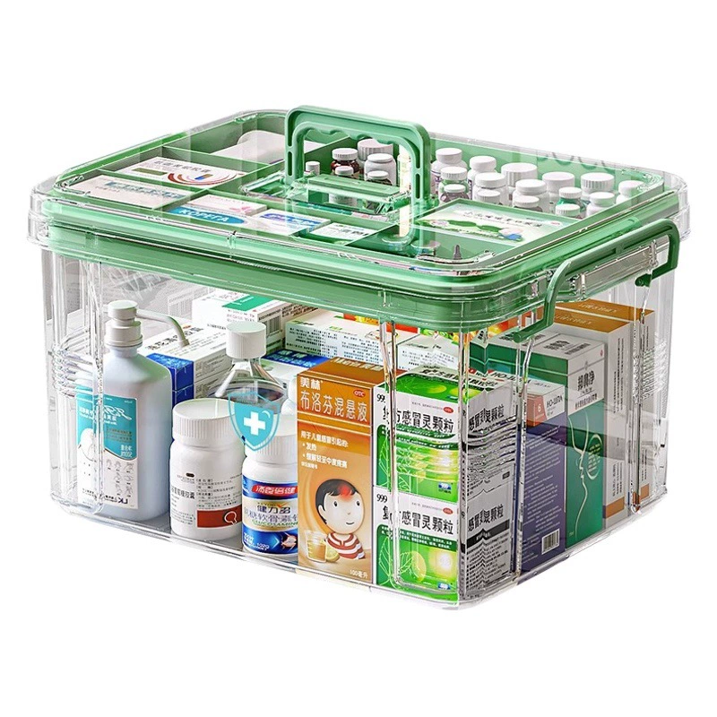 Многослойная аптечка Коробка для бытовой медицины Коробка для хранения лекарств большой емкости Прозрачная большая коробка для неотложной медицинской помощи