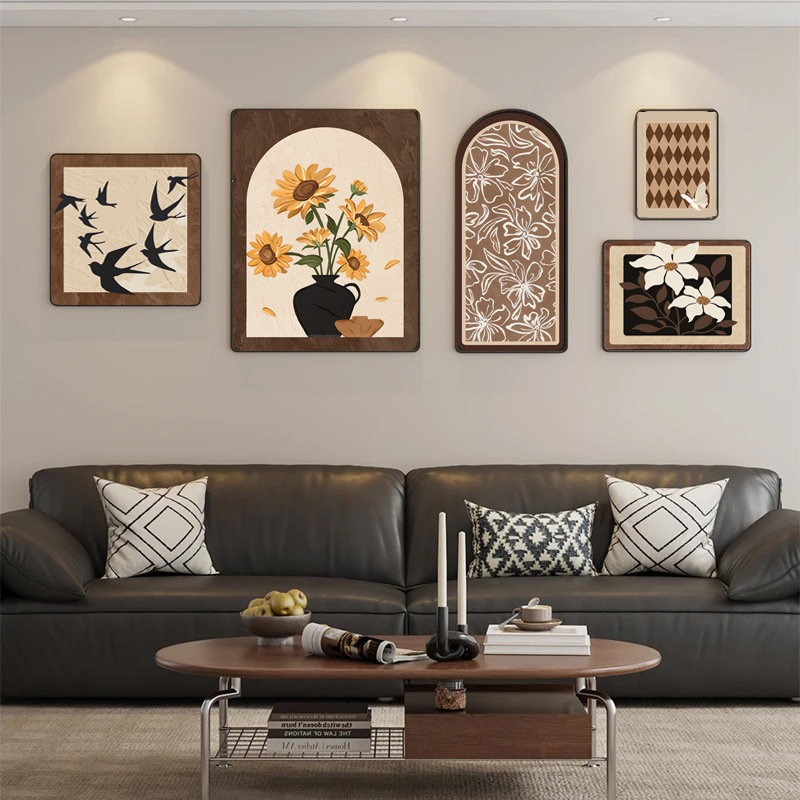 Ck-017 Vintage Sunflower Living Room Sofa Background Wall Decorative Painting Niche Artistic Combination Hanging Painting