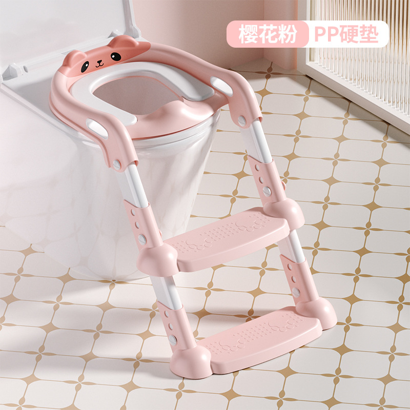 Asiento de inodoro para niños cuidadosamente seleccionado, con escalones, taburete plegable para niños y niñas, asiento de inodoro con escalón para niños.