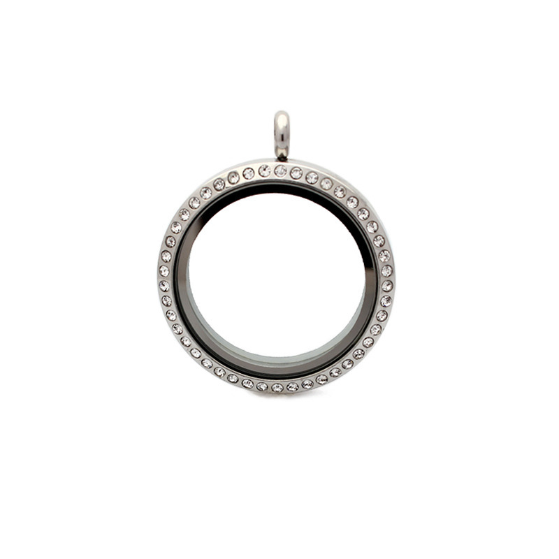 Gawu caja de acero inoxidable redonda de cristal caja de la foto cinabrio COLLAR COLGANTE hombres y mujeres Universal de múltiples tamaños disponibles