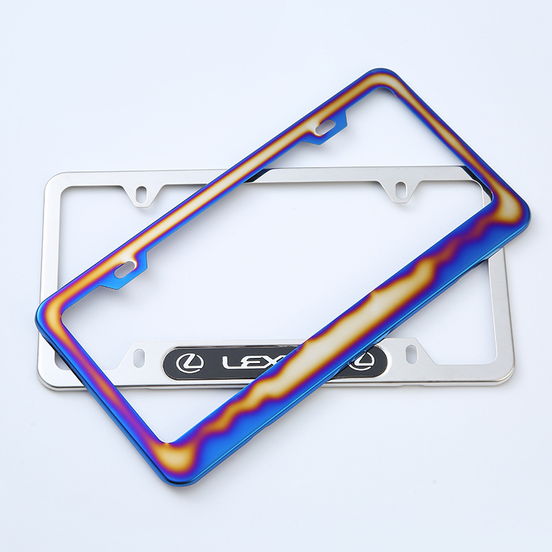 Marco de la placa de la matrícula del coche pintado en color transfronterizo marco de la placa de matrícula estándar americano estándar europeo marco de la placa de la matrícula trasera del coche de venta caliente