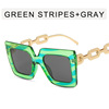 Chain, sunglasses, brand retro fashionable glasses solar-powered, European style, internet celebrity