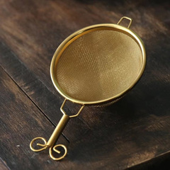 不鏽鋼茶漏茶漏架鎏銀耐熱玻璃創意復古蓮蓮有魚黑檀木茶道配件