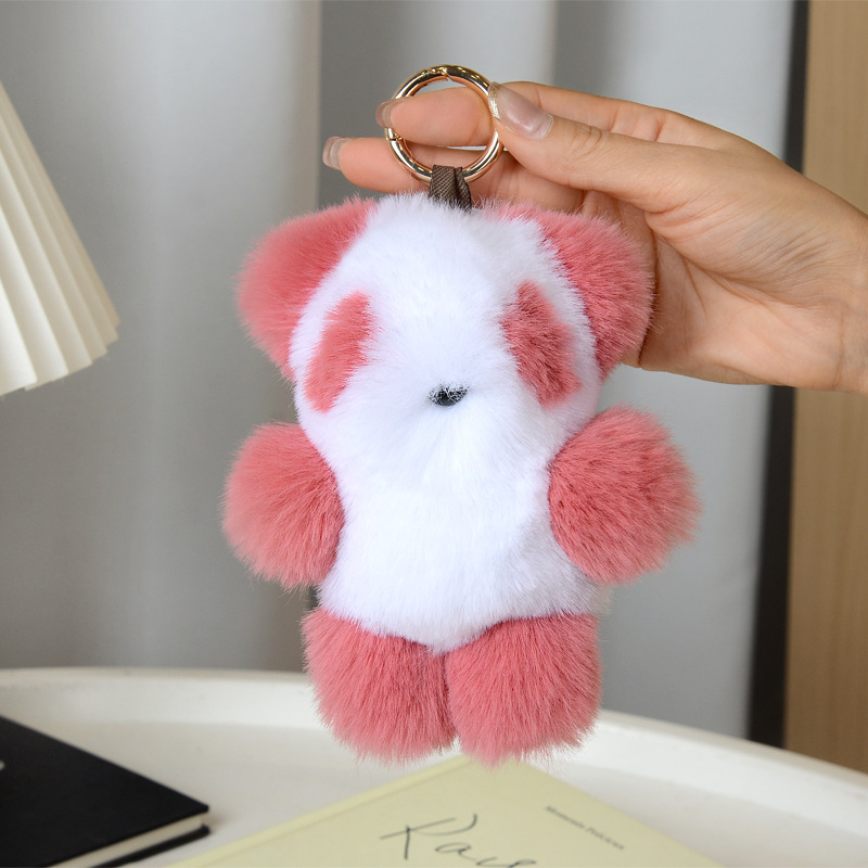 ウサギの毛をまねるパンダのペンダントがかわいいぬいぐるみのキーホルダーのかばんに飾られたアクセサリーの卸売りプレゼント|undefined