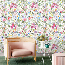 热销卧室改造美化壁纸水彩花卉自粘墙纸可移除墙面装饰客厅壁画