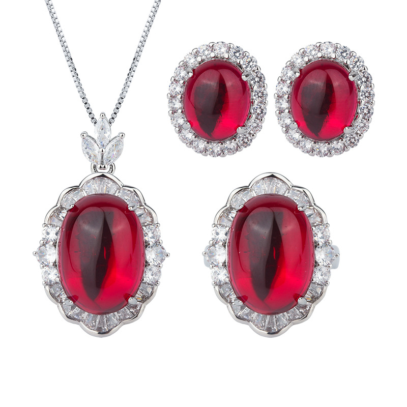 Zhuang Sheng joyería plantación de hielo fluorescente denier paloma sangre roja corindón cuerpo llano Jade colgante traje piedra principal 13*18-10