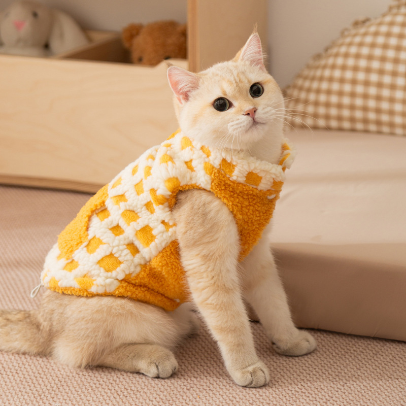 秋冬季猫咪衣服民族风羊羔绒加厚保暖马甲蓝猫无毛猫德文宠物衣服|undefined
