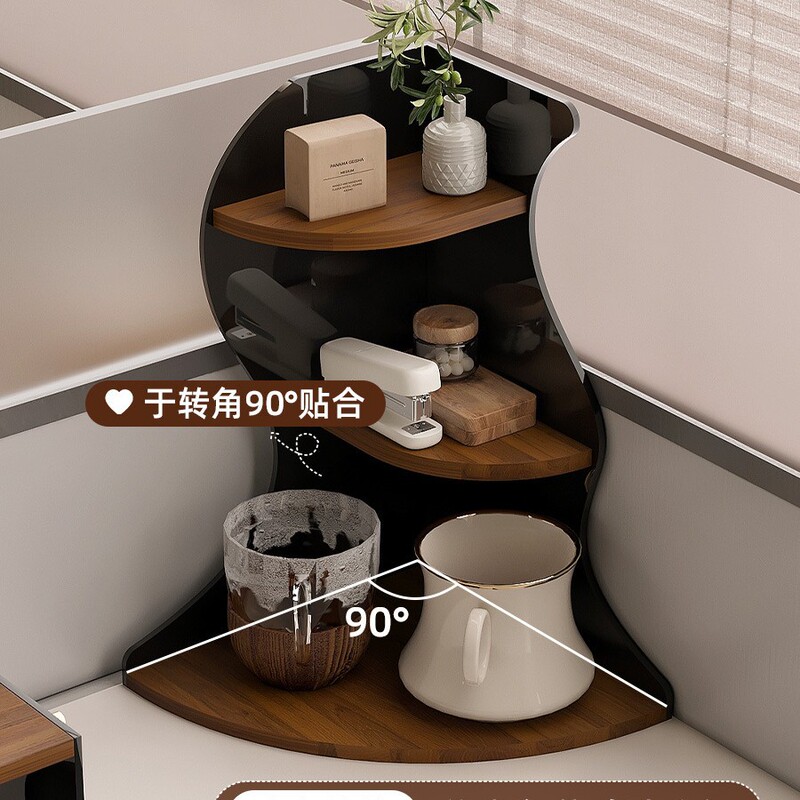 コーナー収納ラックデスクトップ収納ボックスオフィスワークステーションデスクトップ改修アーティファクトコーナーキャビネットカップ収納ラック|undefined