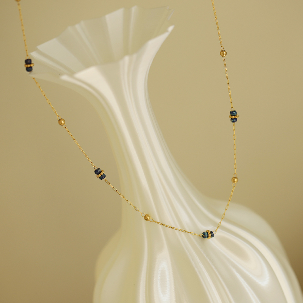 Handmade Gold Beads Stainless Steel Necklace