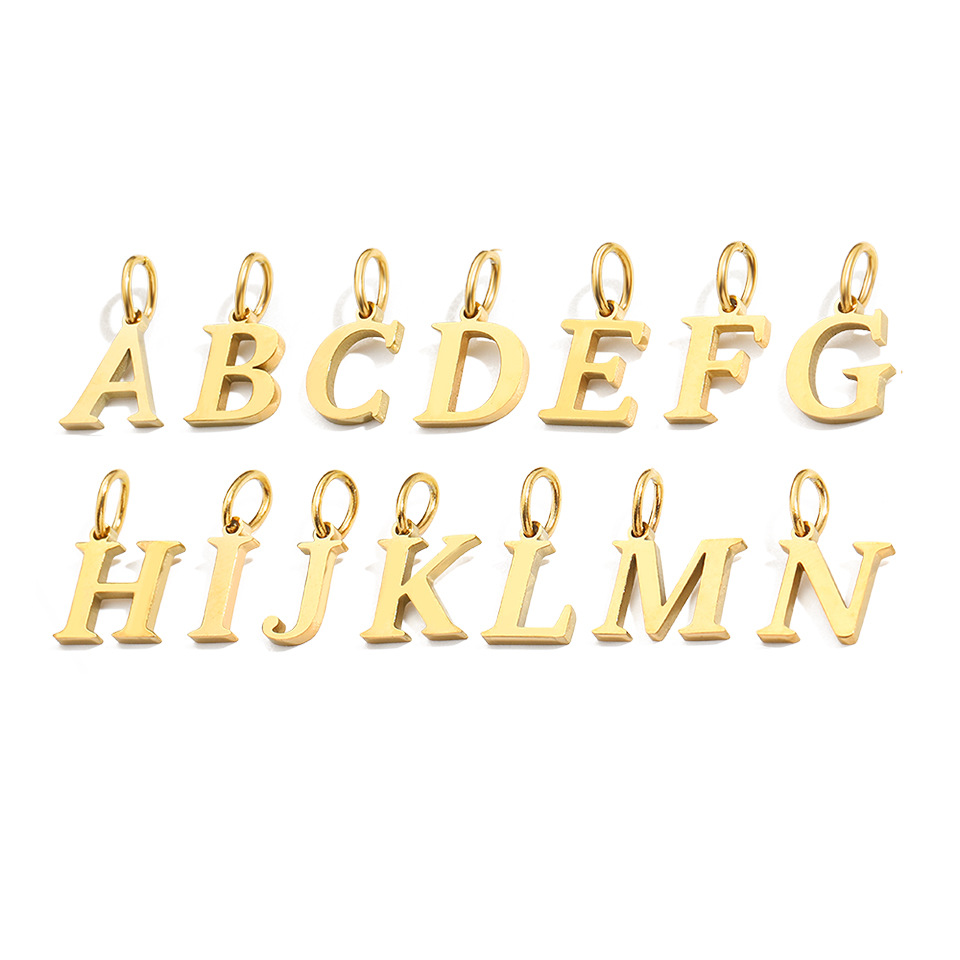 Letter Pattern All Seasons Season 1 Piece 304 Stainless Steel PVD Coated Real Gold Plated Letter Pendant DIY Ornament Accessories