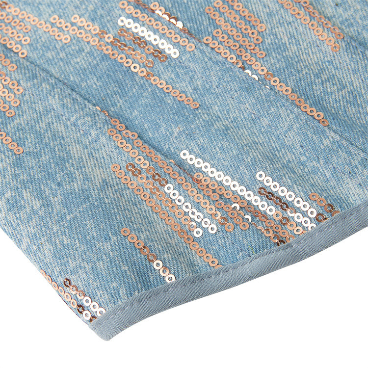 Nuevo estilo azul cremallera plateada esquinilla damas pechos cortes de corte corte corte corte de corte Amazon AliExpress transfronterizo