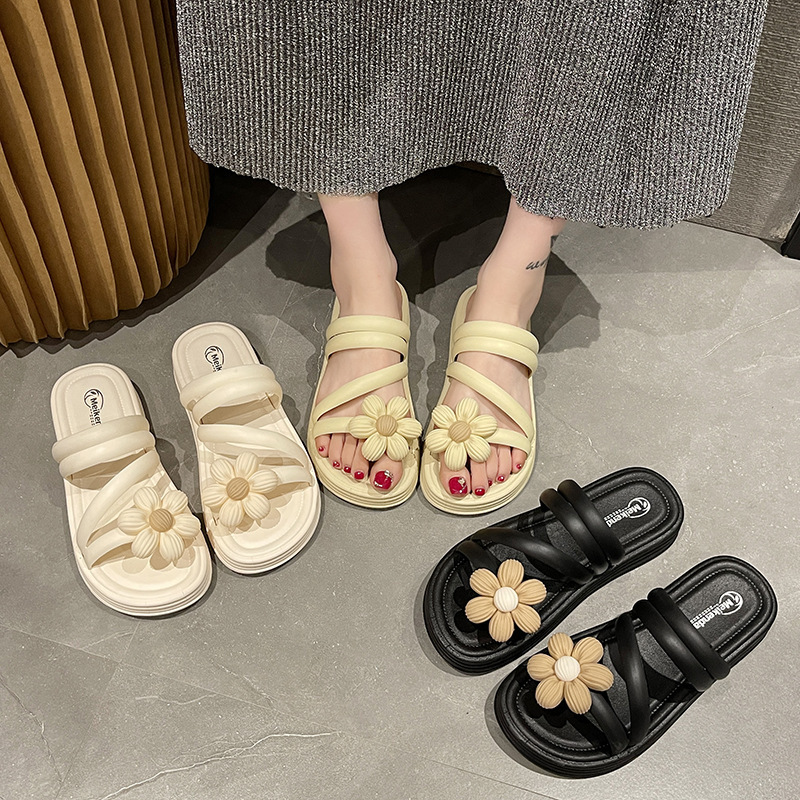 New Flower Sandals for Women, Thick-Soled, Non-Slip, New Summer Fairy Style Outdoor Two-Way Slippers, Roman Casual Wholesale New Flower Sandals for Women, Thick-Soled, Non-Slip, New Summer Fairy Style Outdoor Two-Way Slippers, Roman Casual Wholesale