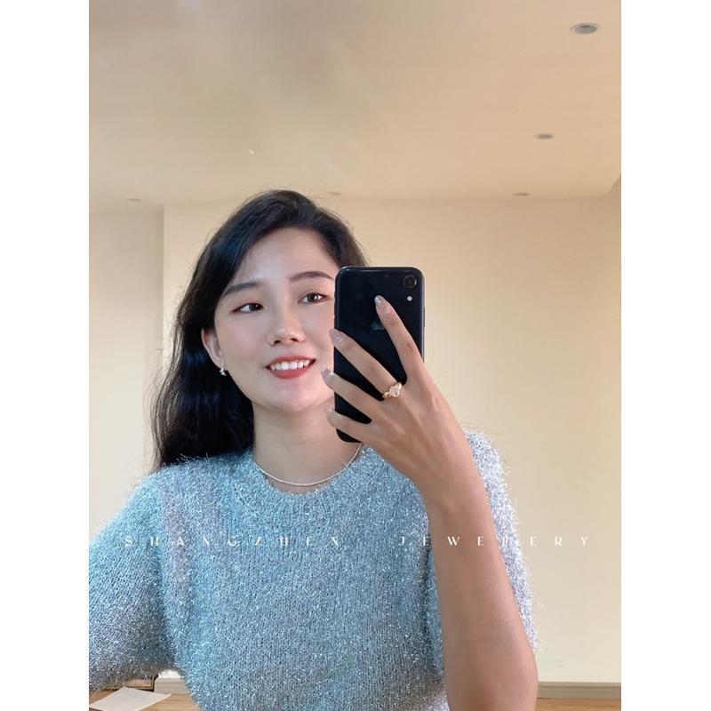 전기 상점 복숭아 우롱 핑크 금도금 간단한 디자이너 틈새 반지 재배