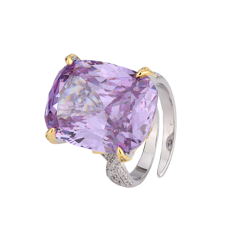 2024 nueva simulación de joyería Zhuang Shengsheng nido de pájaro cortado champán cambio temperamento azul traje cuadrado gordo piedra principal 15*20