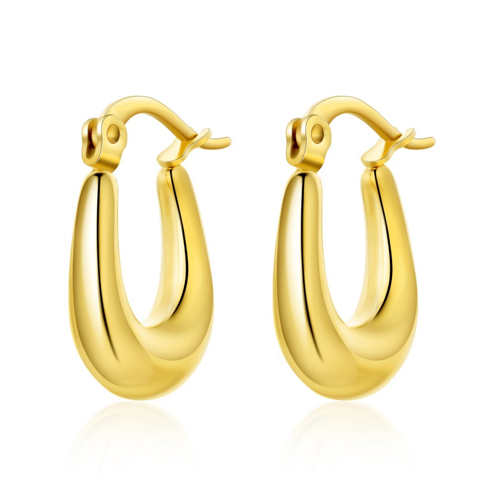 Solid Color Pattern Women'S Gender 1 Pair Streetwear Solid Color Plating Stainless Steel Hoop Earrings