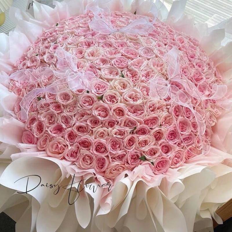 [로맨틱 플라워 선물] 핑크 장미 99송이 + 램프