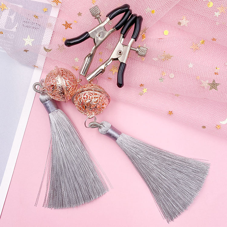 Tassel Bell Nipple Clamps with Metal Bells, Erotic SM Sensory Accessory, Adult Wearable Toy — detail image 5