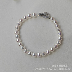 諸及び真珠極光正円baby珠ブレスレット5-6mm天然淡水真珠ブレスレットはほとんど925銀がありません。