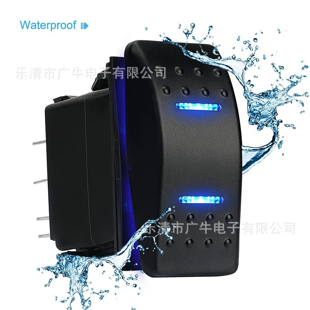 游艇开关LED带灯12V-24V汽车改装翘 板开关 4脚5脚6脚7脚2档/3档