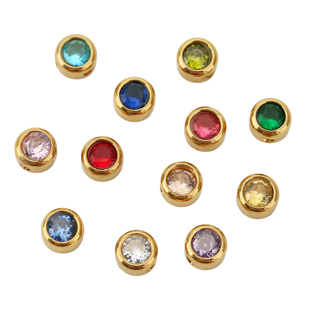 10 PCS/Package Diameter 6 Mm Hole 1~1.9mm 304 Stainless Steel Zircon Geometric Polished Beads display picture 1