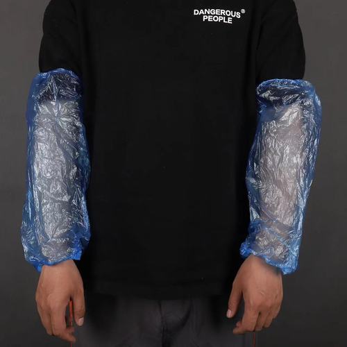 Factory direct sales disposable PE sleeves water-proof, dust-proof and oil-proof new material plastic PE sleeves blue and white