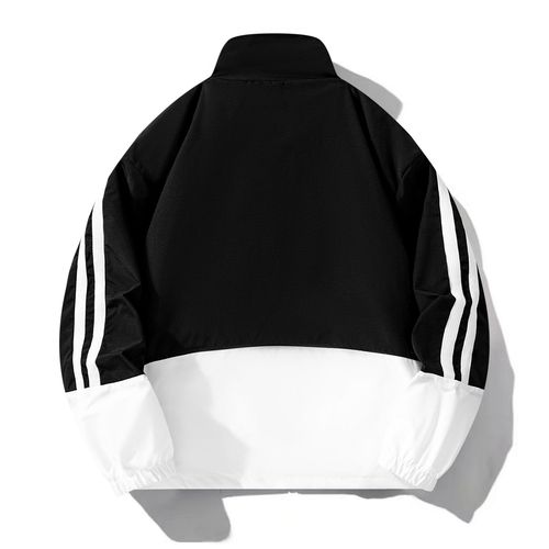 Men's Spring and Autumn Jacket, Sporty Casual Youth Embroidered Zip-Up Jacket with Fleece Lining