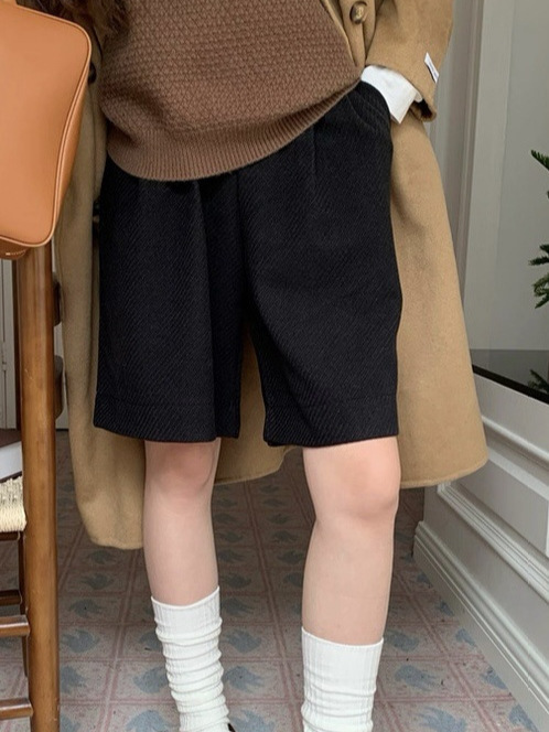 高级感灰色西装毛呢短裤女秋冬2025新款高腰显瘦直筒阔腿五分中裤|undefined