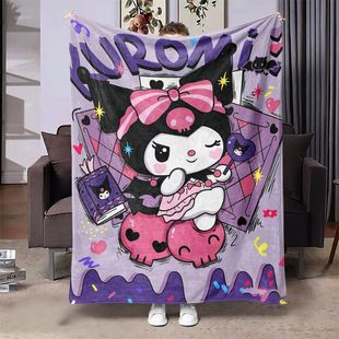 Sanrio Kt Cat Cartoon Cute Flannel Blanket Home Bedroom Sofa Small Blanket Lunch Blanket All Seasons