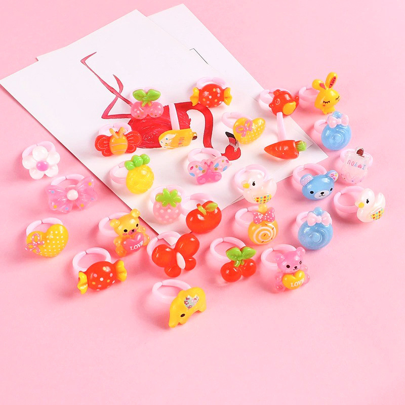 Anillo de plástico para niños rosa anillo para niñas accesorios anillo de pastel de frutas juguetes pequeños regalos para jardín de infantes image 7