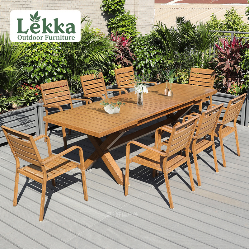 Outdoor Patio Tables and Chairs, Villa Outdoor Extendable Long Table, Hotel Dining Table and Chairs, Homestay Garden Furniture Set, Customizable