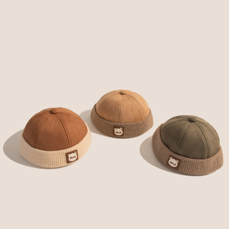 Otoño y invierno coreano estilo exterior sin bordes de color engrosado sombrero de niños para hombres y mujeres bebés caliente sombrero de piel de melón de moda universal