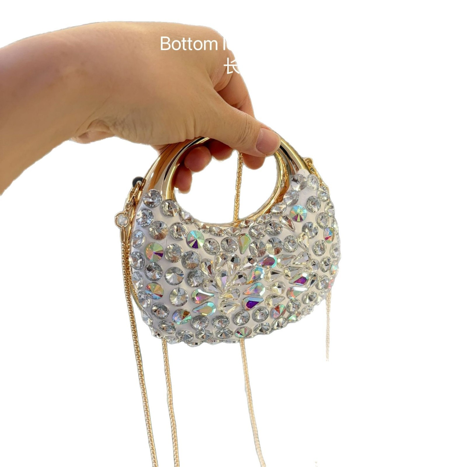 2025新型ファッション女性ハンドバッグ夏百合バッグ対外貿易アクリルドリル付き宴会バッグハンドバッグ