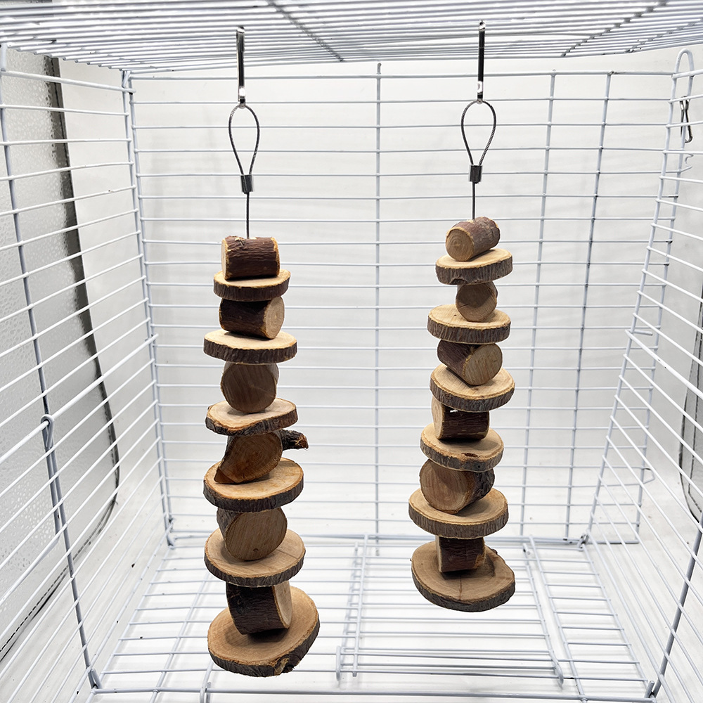 厂家批发苹果木磨牙串 仓鼠苹果木塔串豚鼠龙猫兔子 解闷圆木咬串