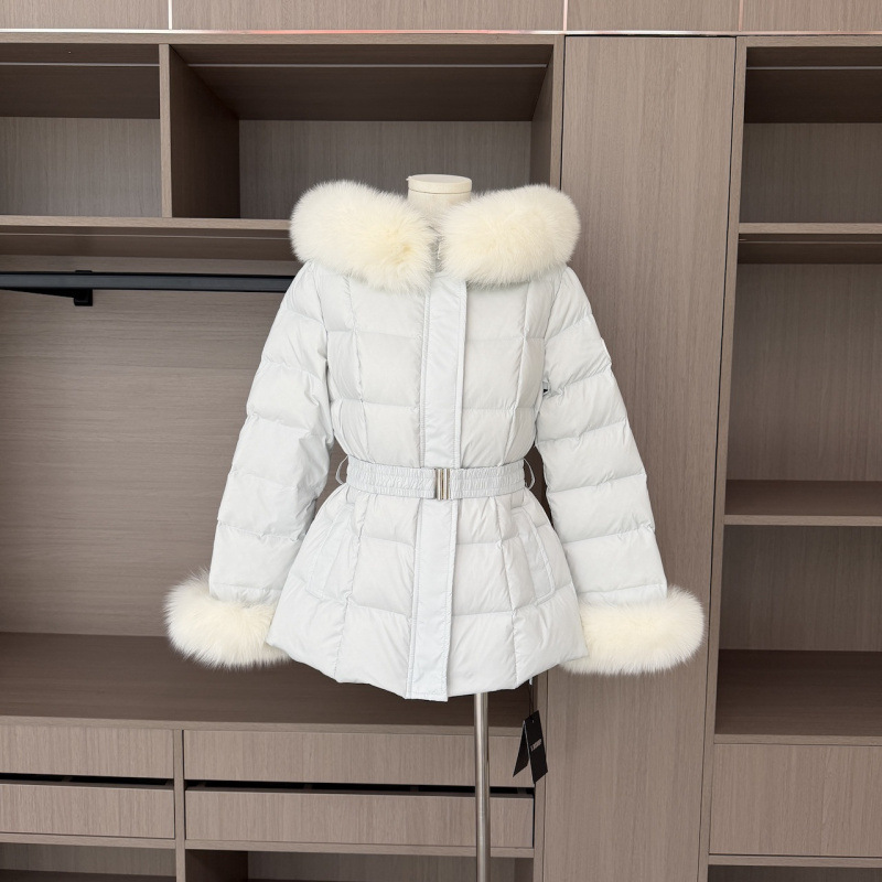 New National Standard Customized down Jacket Fox Fur Short Jacket Women's Winter Fashion Waist Warm Jacket