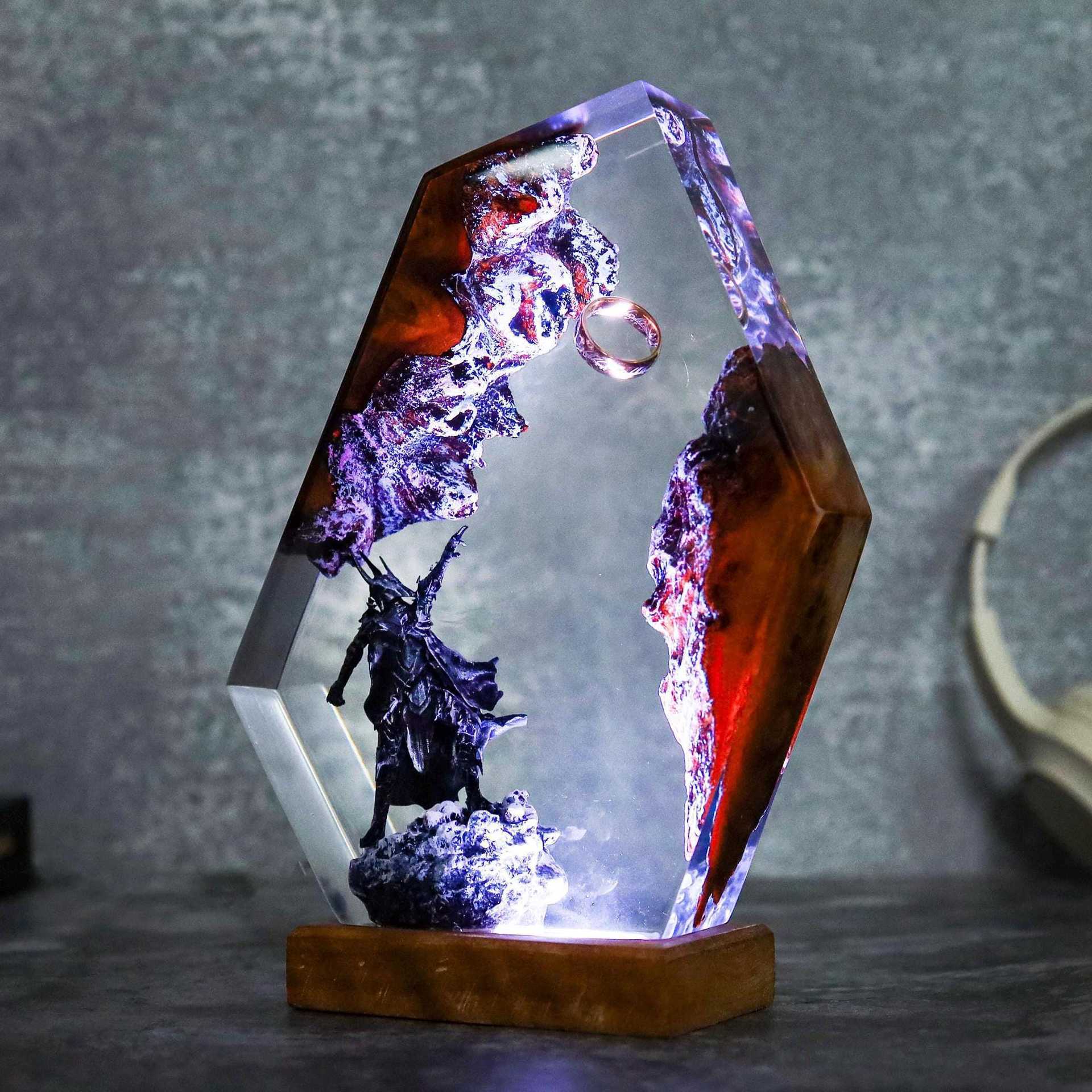Amazon Hot Sale Lord of the Ring Night Light Dark Lord of the Ring Decoration Epoxy Light Decoration Regalo de cumpleaños creativo