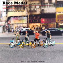 Race medal 1/64自行车 人偶 场景搭配微型景观 1:64共享单车道具