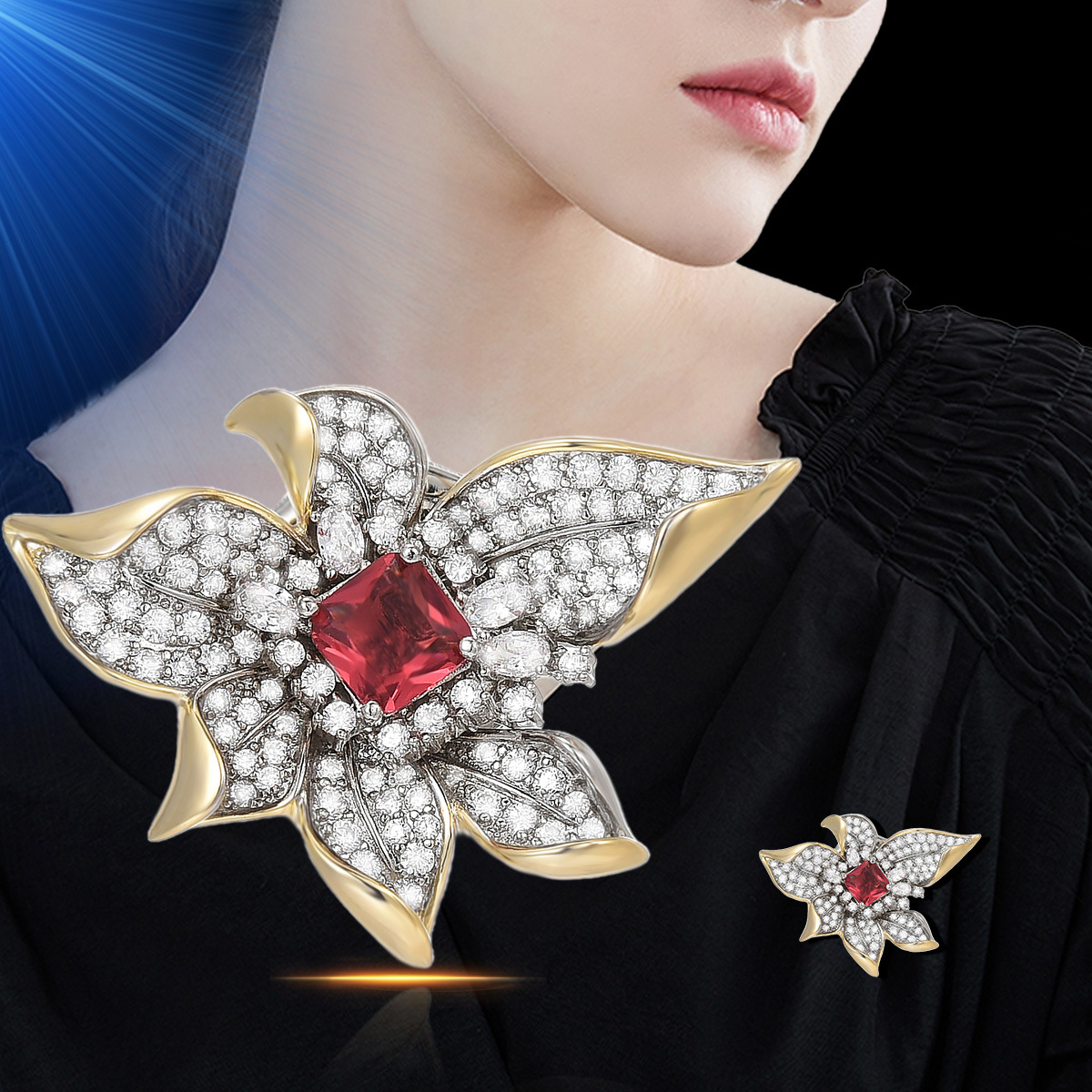 Luxuriöse Magnetische Sternblumen Brosche Für Damen Glitzernd_voghion.com