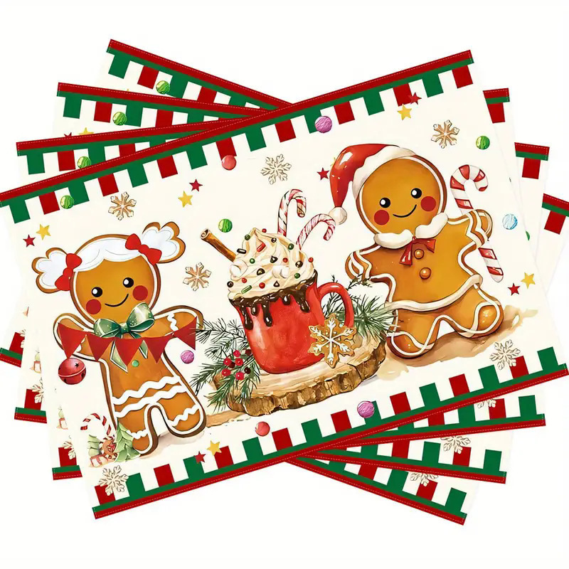 temu クロスボーダー クリスマス 新しいリネン プレースマット ホリデー パーティー パーティー デコレーション カップ 防汚断熱テーブルマット|undefined