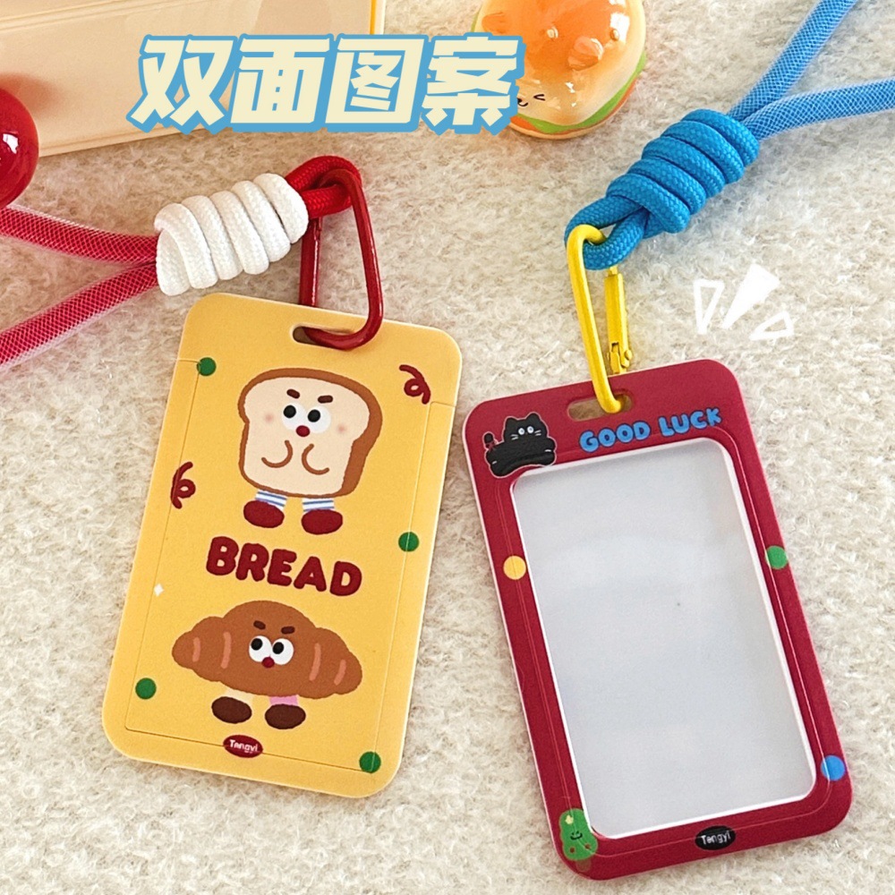 Tengyi original encantador cartón de dibujos animados del campus cubierta de tarjetas con cuerdas de suspensión de la niña cubierta de decoración de tarjetas de comida de autobús cubierta protectora