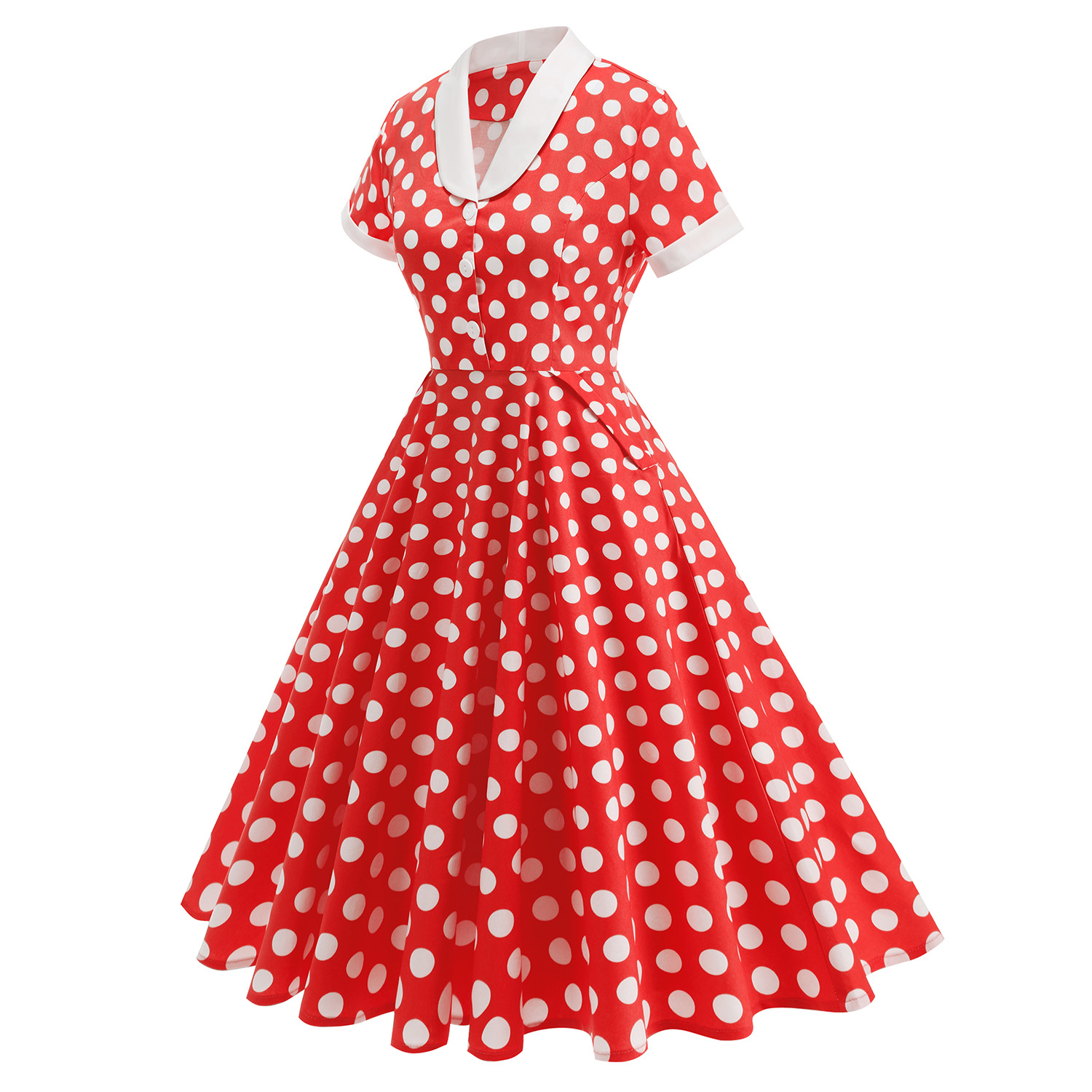 Hepburn-style Vintage Spring Outing Court-style Waist-cinching Light Dress, Annual Meeting Performance Outfit, Long_ecoleips.com
