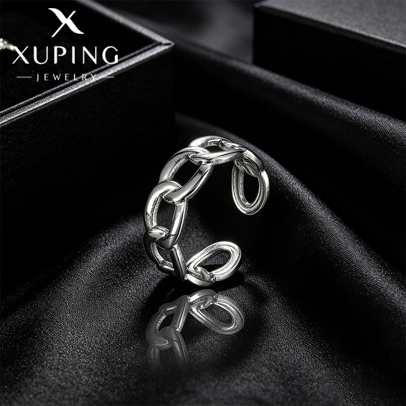 Xuping geométrico hueco personalidad dulce cool anillo de acero inoxidable anillo de anillo de ventana abierta joyas transfronterizas