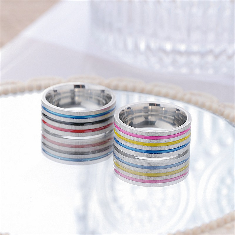 Fashion Stripe Titanium Steel Rings